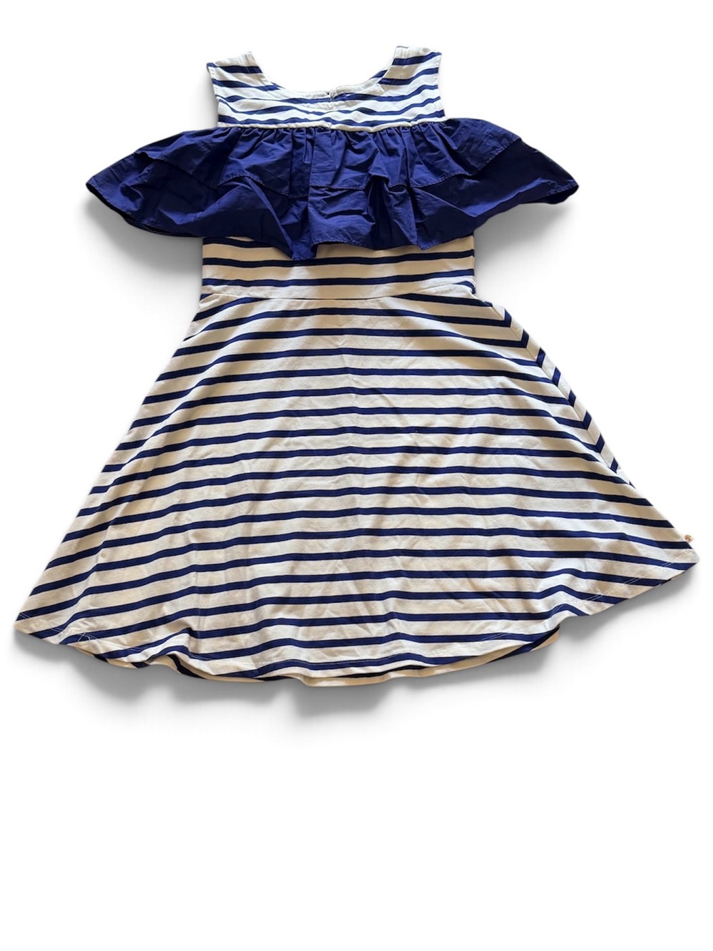 kate spade Navy and White Off-Shoulder Stripe Dress